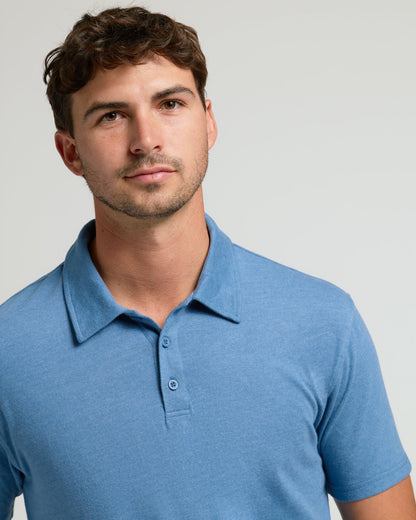 Dark Heather Blue Lake Short Sleeve Tall Polo