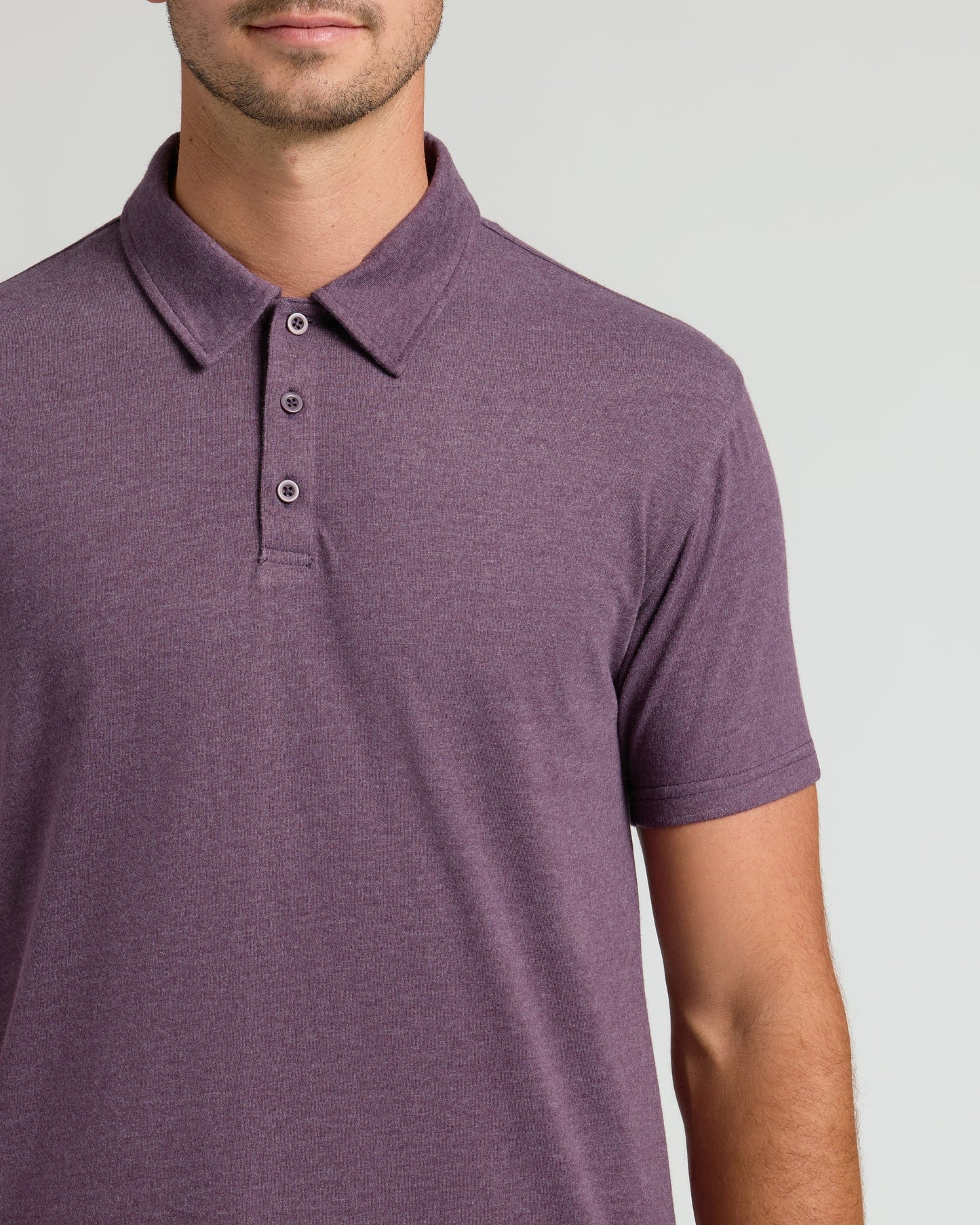 Dark Heather Plum Short Sleeve Tall Polo