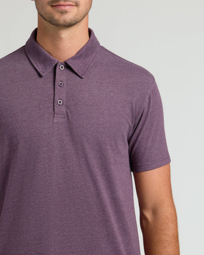Dark Heather Plum Short Sleeve Tall Polo