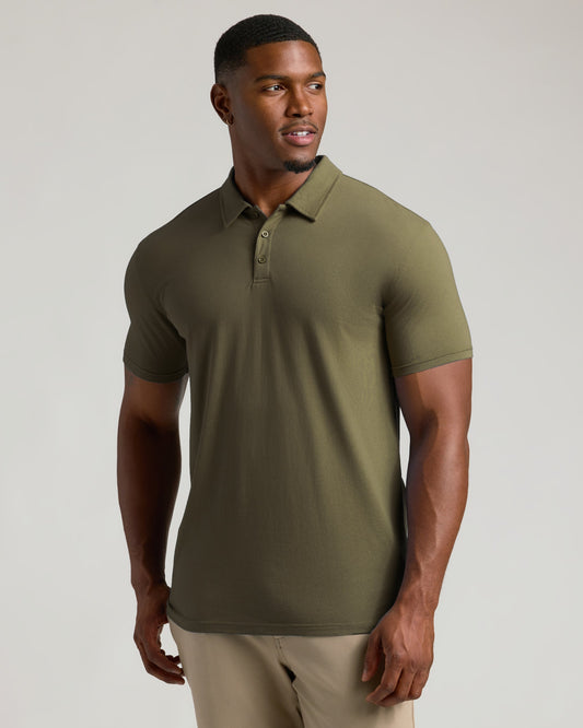 Military Green Short Sleeve Tall Polo