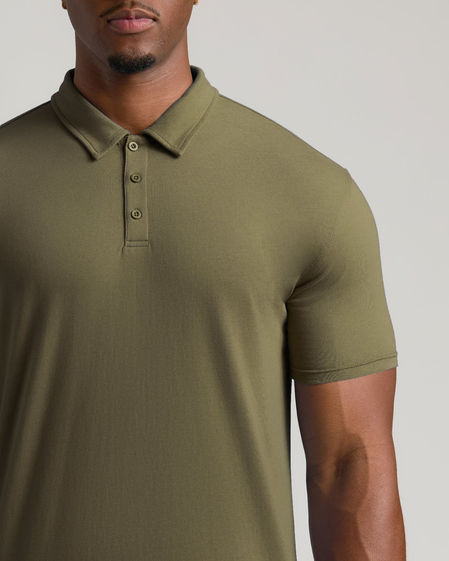 Military Green Short Sleeve Tall Polo