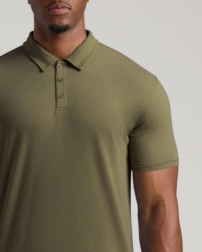 Military Green Short Sleeve Tall Polo