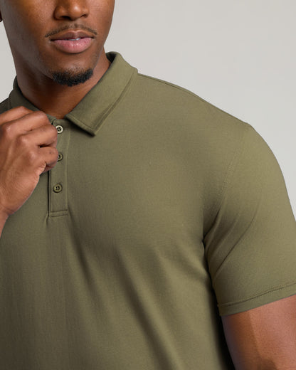 Military Green Short Sleeve Tall Polo