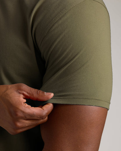 Military Green Short Sleeve Tall Polo