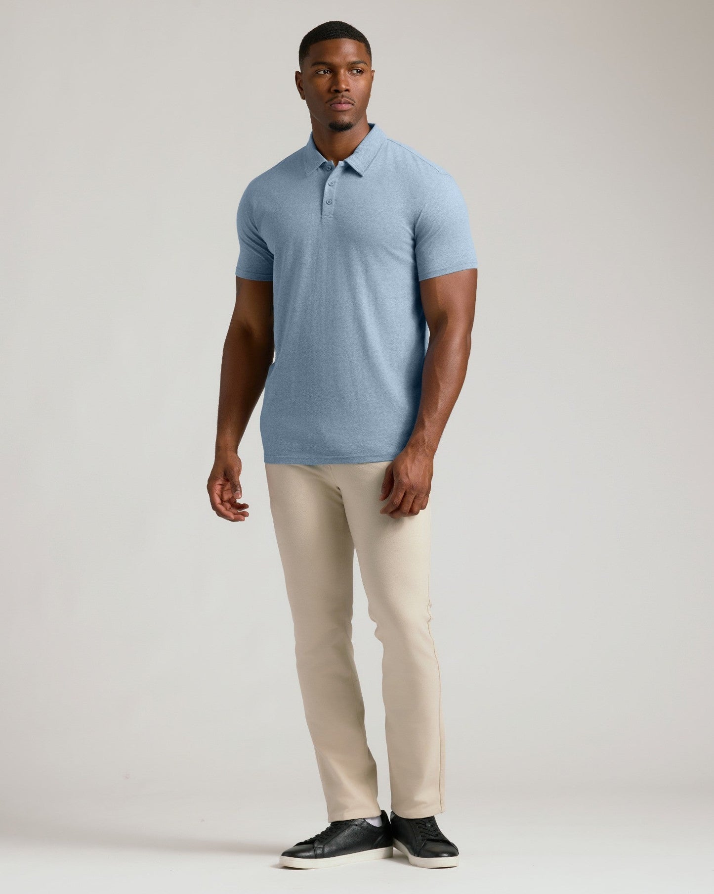 Heather Indigo Short Sleeve Tall Polo