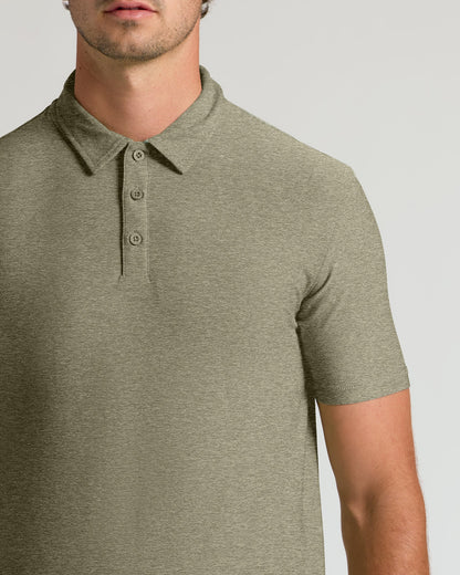 Heather Military Green Short Sleeve Tall Active Polo
