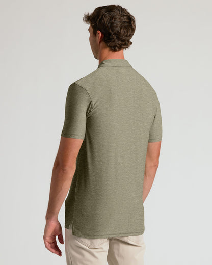 Heather Military Green Short Sleeve Tall Active Polo