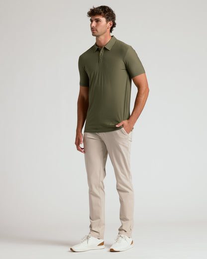 Military Green Short Sleeve Tall Active Polo