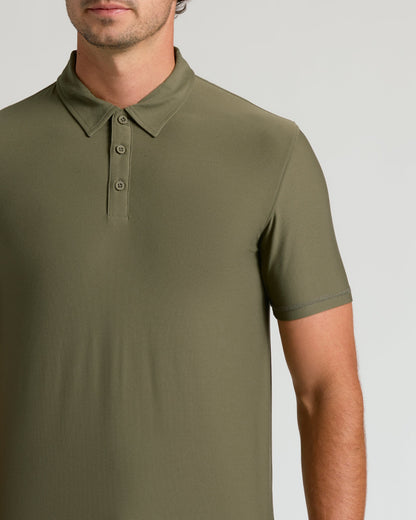 Military Green Short Sleeve Tall Active Polo