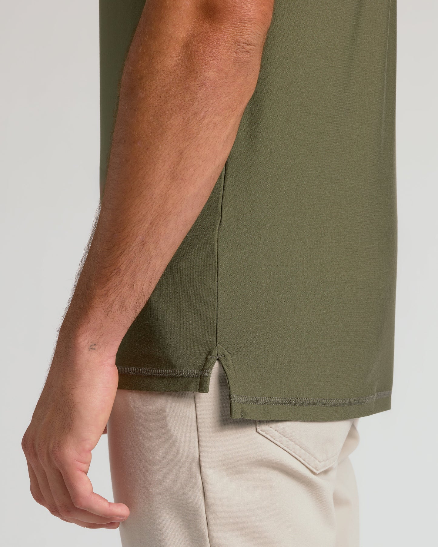 Military Green Short Sleeve Tall Active Polo