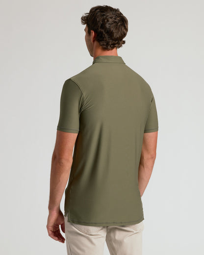 Military Green Short Sleeve Tall Active Polo