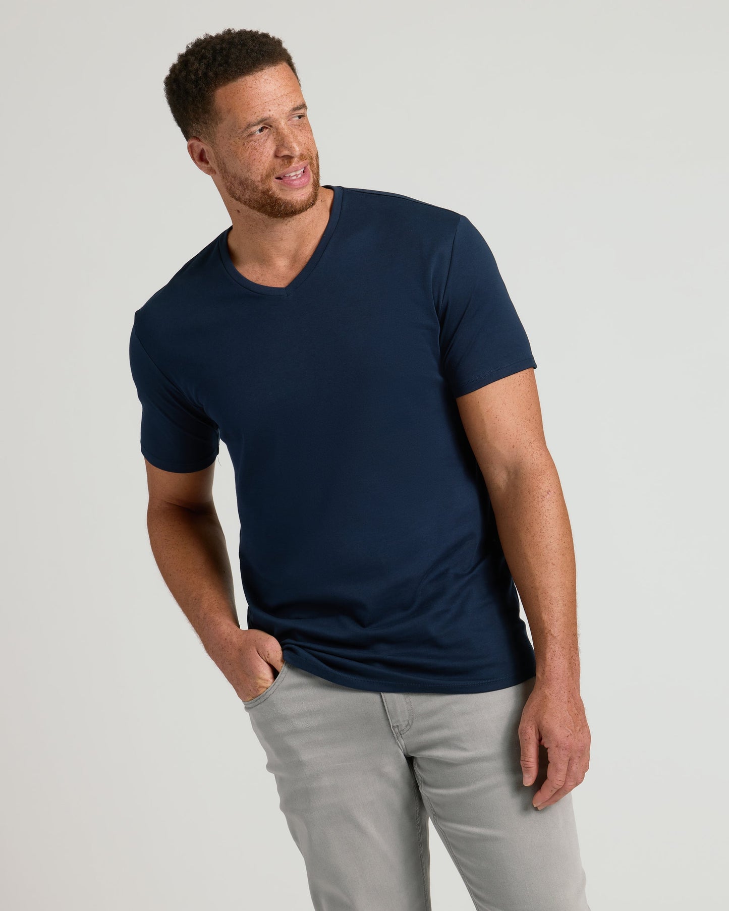 Navy Tall Premium Pima V-Neck