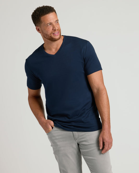 Navy Tall Premium Pima V-Neck