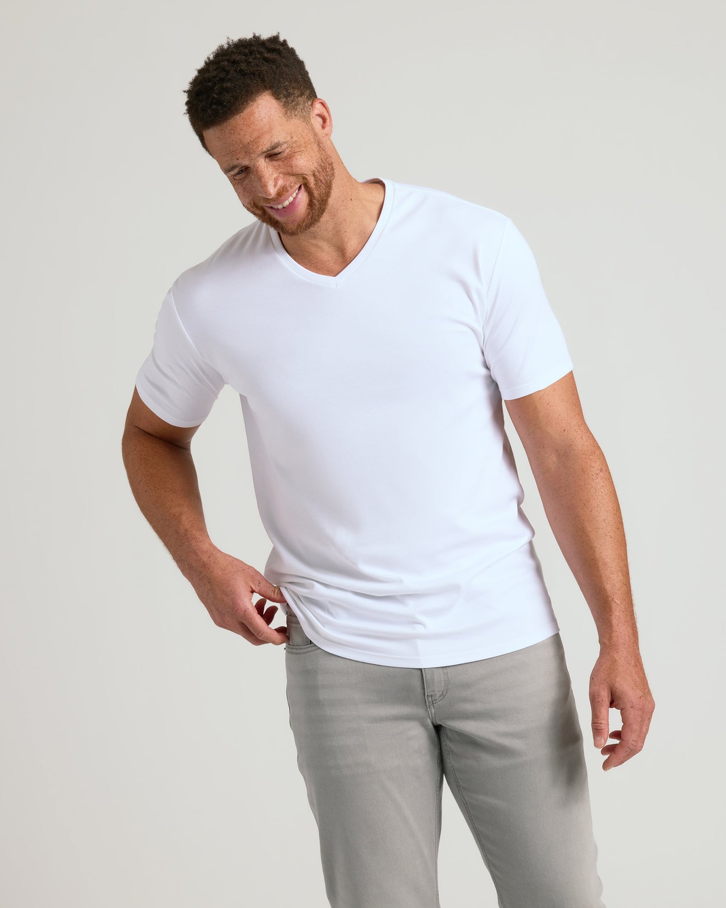 White Tall Premium Pima V-Neck 4-Pack