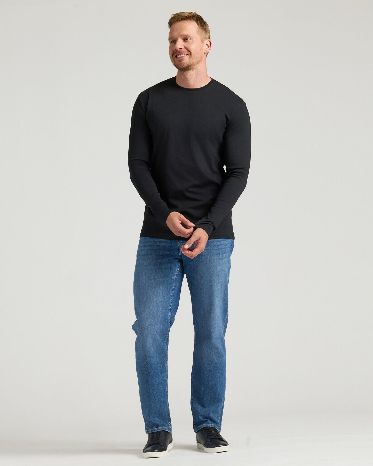 All Black Tall Premium Pima Long Sleeve Crew 4-Pack