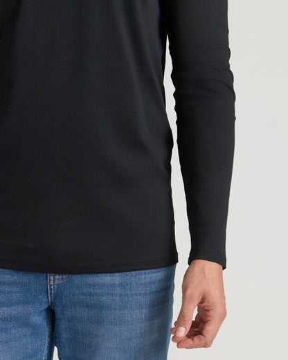 Black Tall Premium Pima Long Sleeve Crew