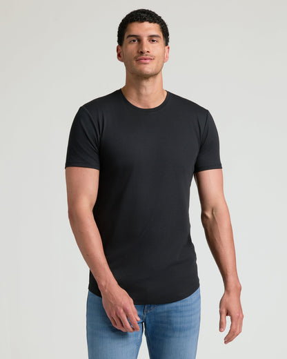 Black Tall Premium Pima Crew Curved Hem
