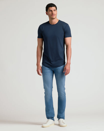 Navy Tall Premium Pima Crew Curved Hem