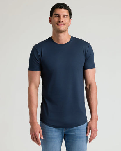 Navy & Lagoon Tall Premium Pima Crew Curved Hem 2-Pack