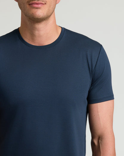 Navy Tall Premium Pima Crew Curved Hem
