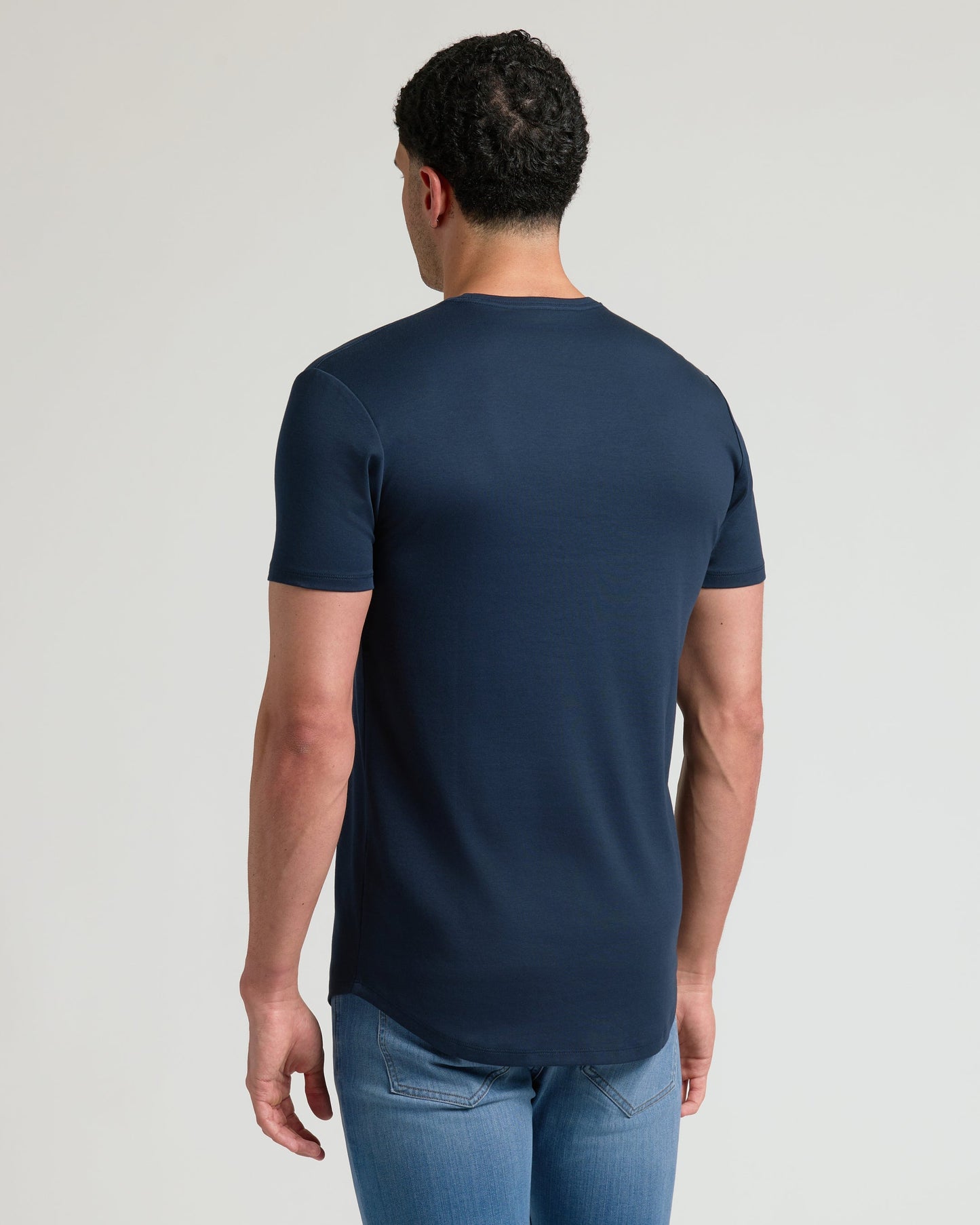 Navy Tall Premium Pima Crew Curved Hem