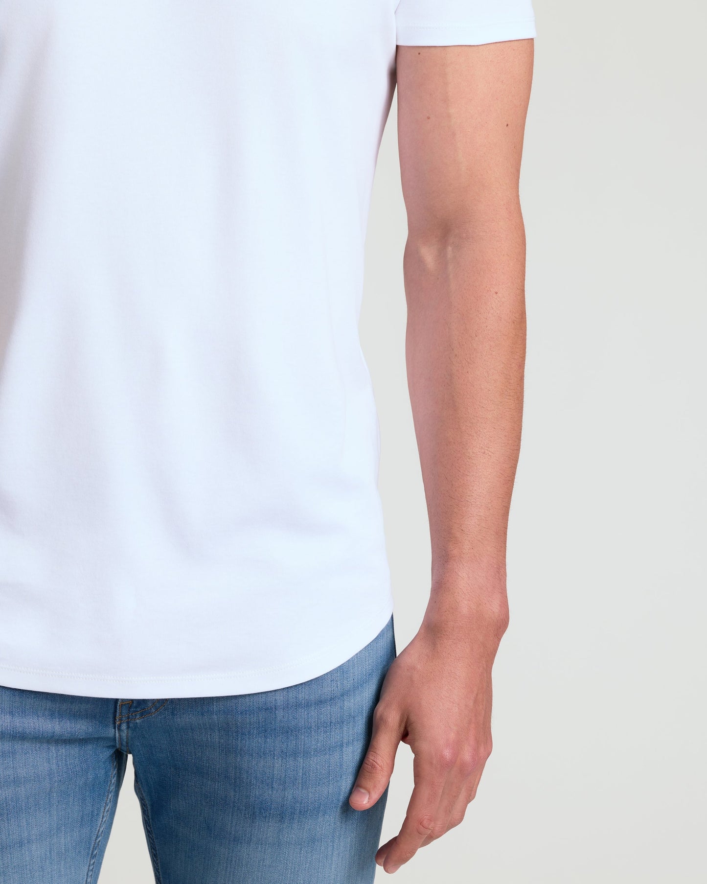 White Tall Premium Pima Crew Curved Hem