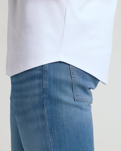 White Tall Premium Pima Crew Curved Hem