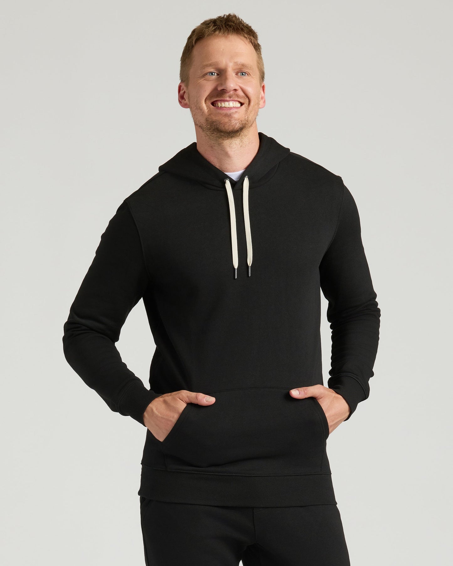 Black Tall Fleece French Terry Pullover Hoodie