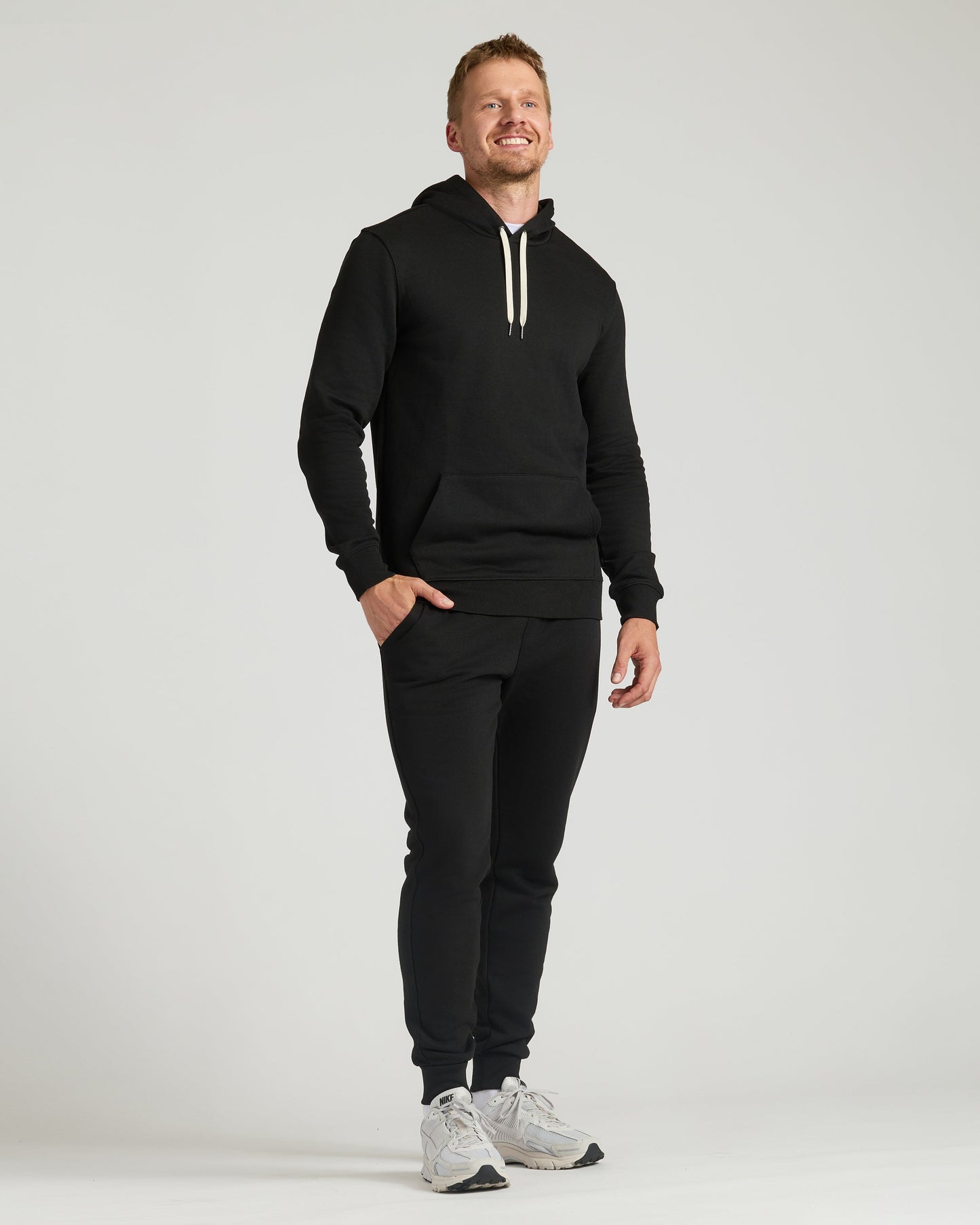 Black Tall Fleece French Terry Pullover Hoodie