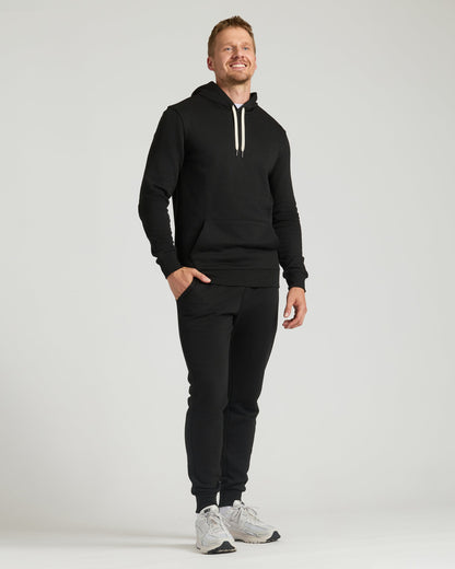 Black Tall Fleece French Terry Pullover Hoodie