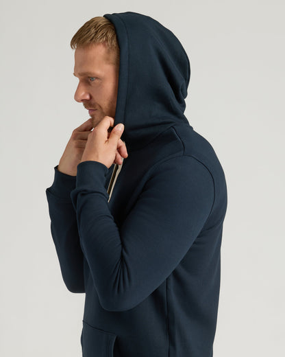 Navy Tall Fleece French Terry Pullover Hoodie