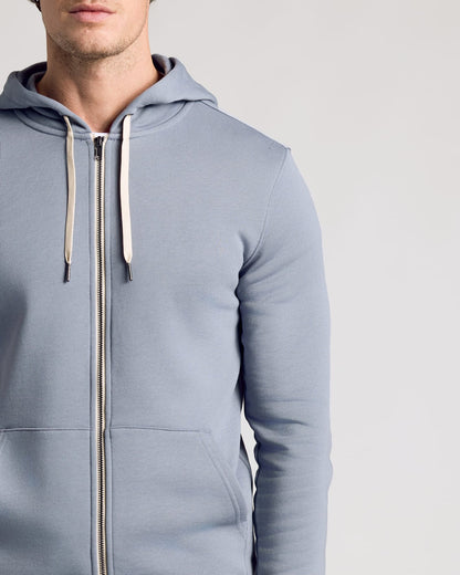 Dusty Blue Fleece French Terry Zip Hoodie