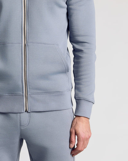Dusty Blue Fleece French Terry Zip Hoodie
