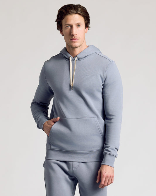 Dusty Blue Fleece French Terry Pullover Hoodie