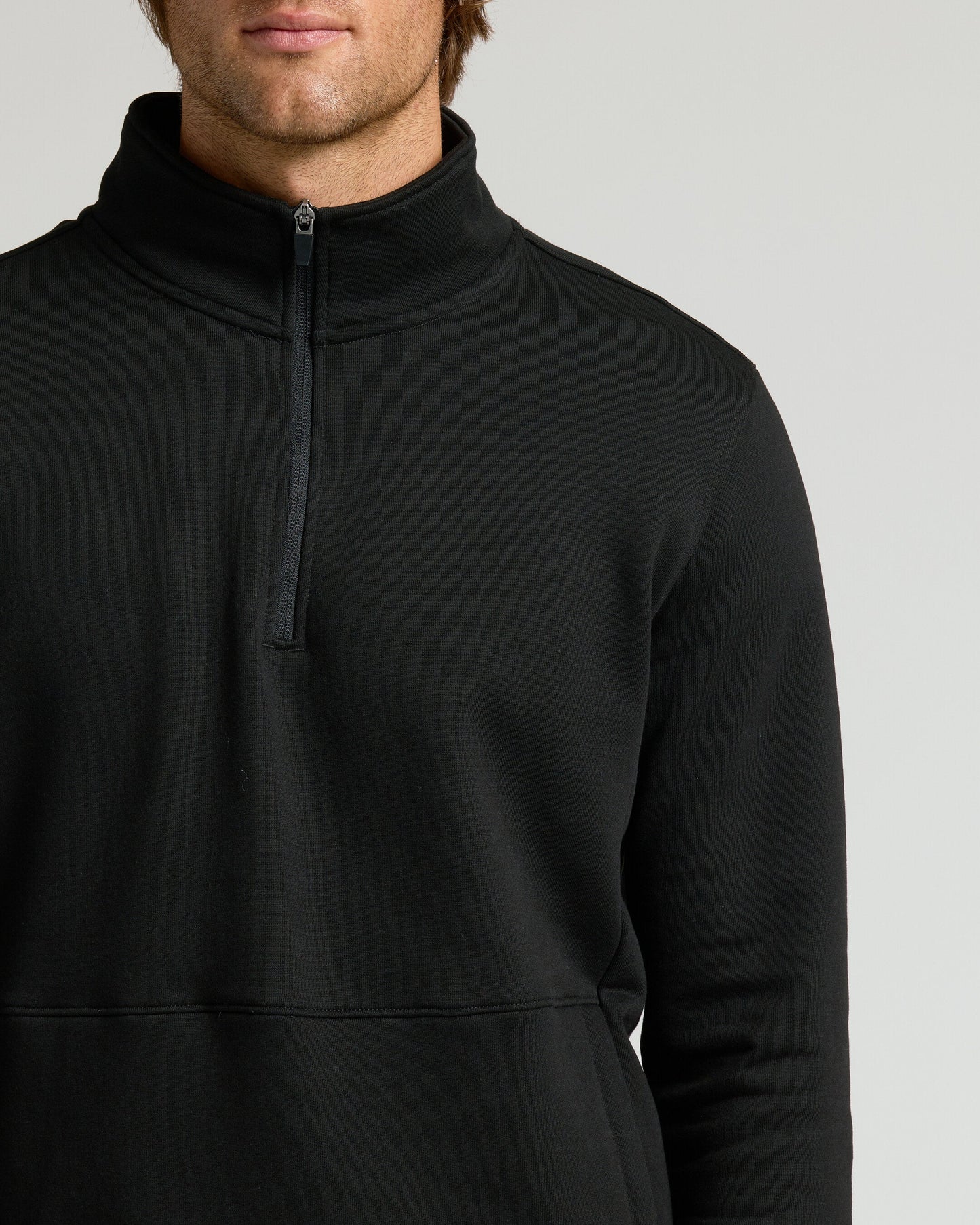 Black Half Zip Fleece Sweatshirt