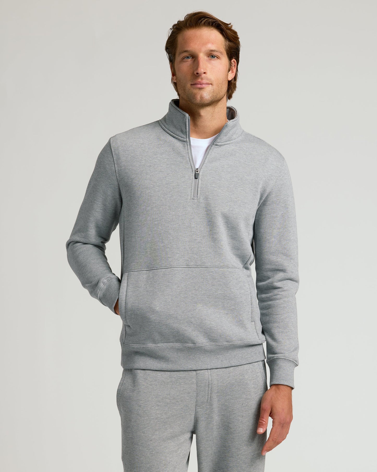 Dark Heather Gray Half Zip Fleece Sweatshirt