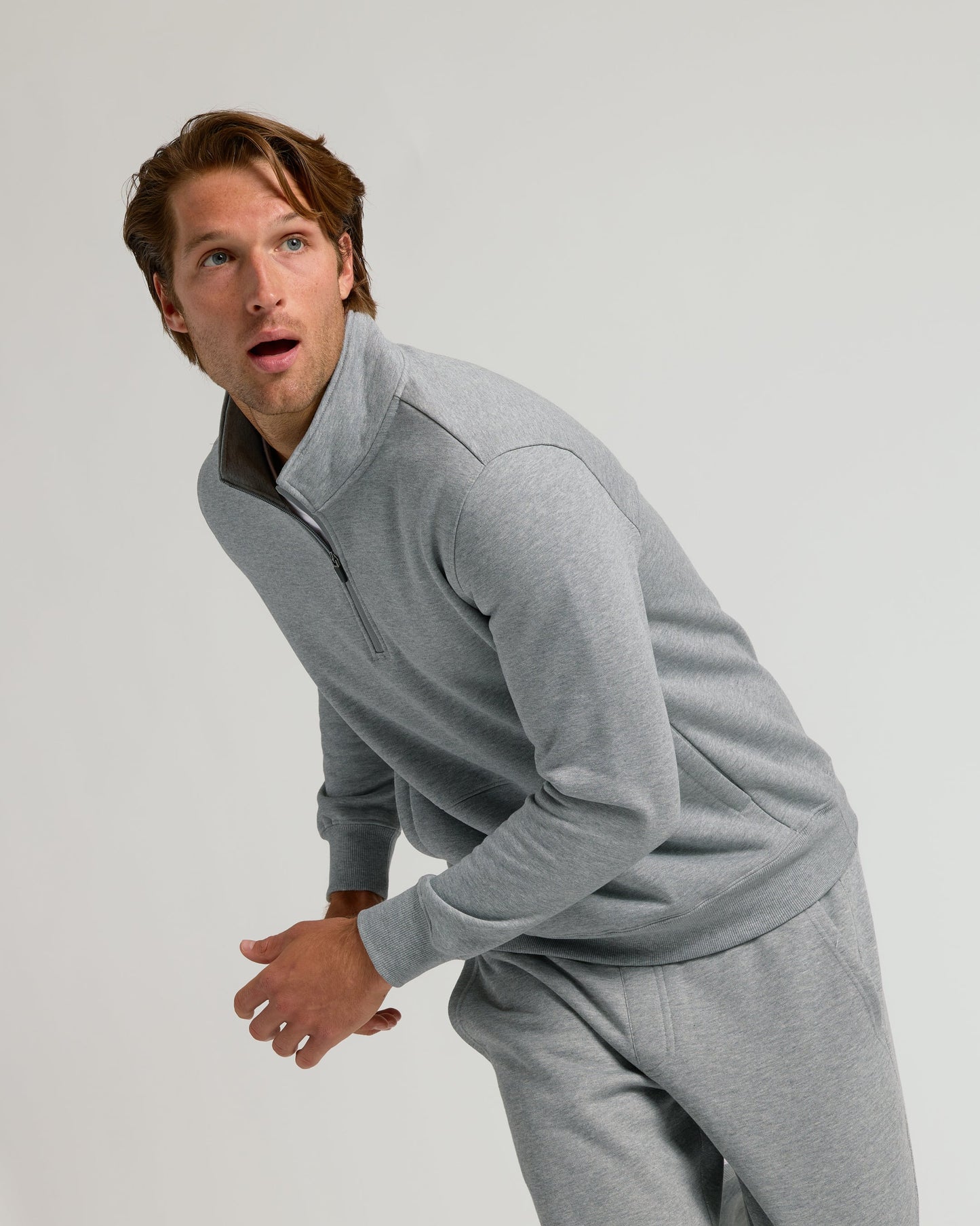 Medium Heather Gray Half Zip Fleece Sweatshirt & Jogger Outfit 2-Pack