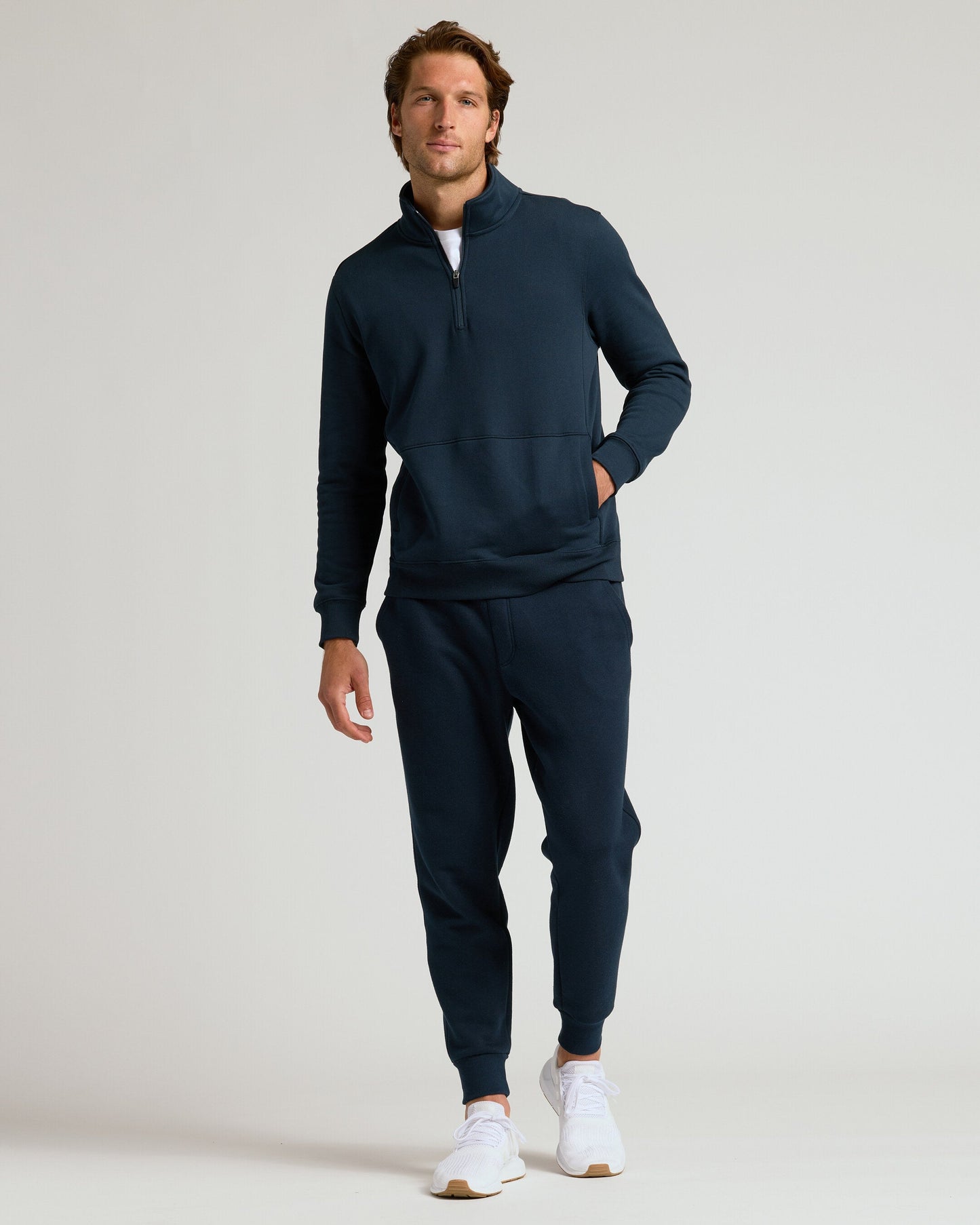 Navy Half Zip Fleece Sweatshirt