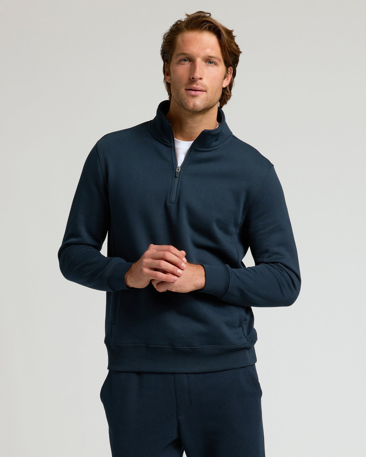Navy Half Zip Fleece Sweatshirt