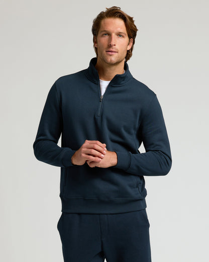 Navy Half Zip Fleece Sweatshirt