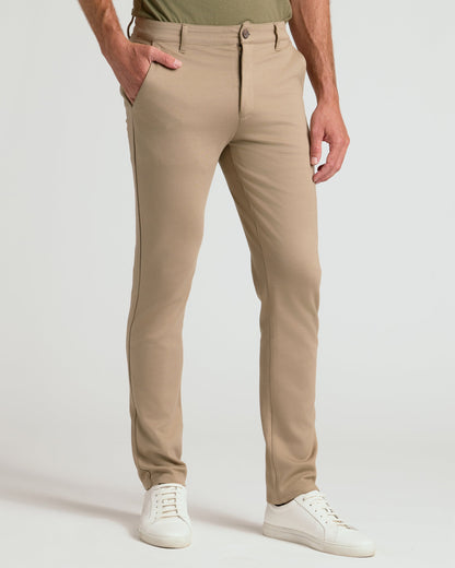 Khaki Suede Brown Slim Comfort Knit Chino 2-Pack