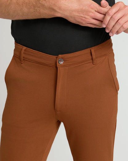 Suede Brown Slim Comfort Knit Chino Pant