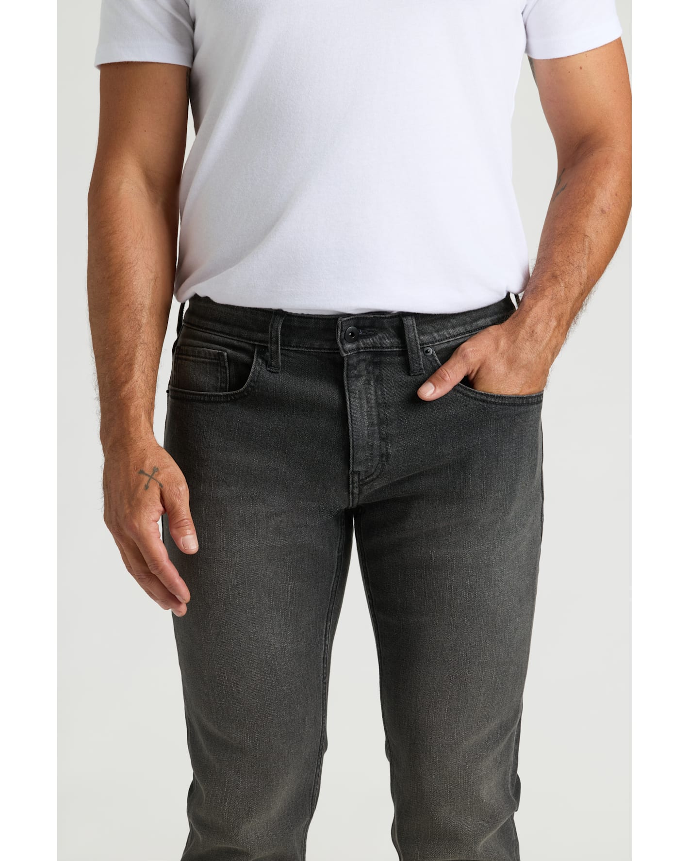 Gray Wash Slim Authentic Denim Jeans