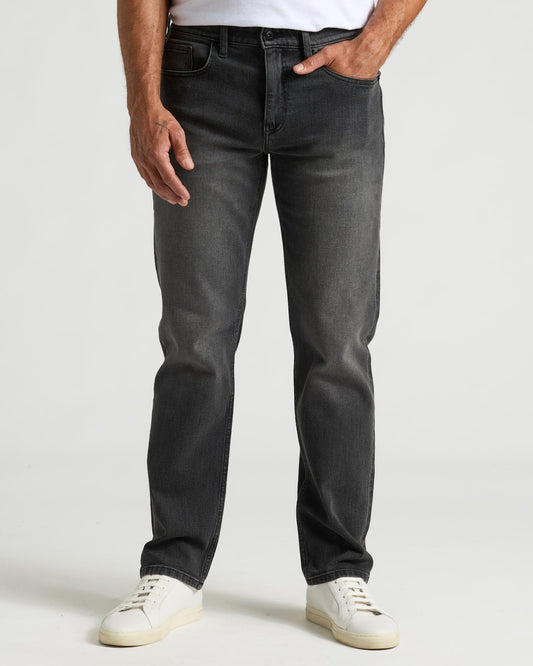Gray Wash Straight Authentic Denim Jeans