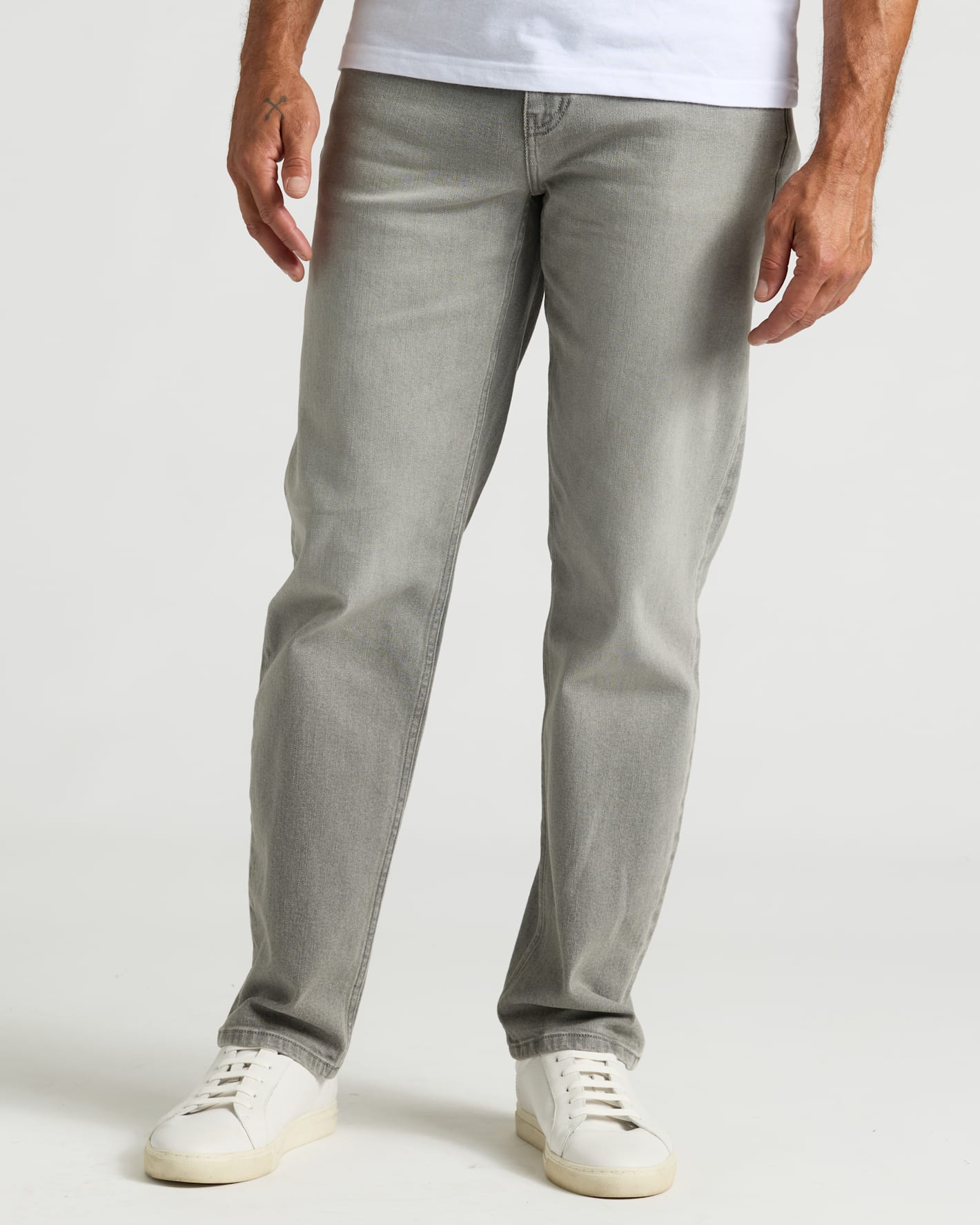 Medium Gray Wash Straight Authentic Denim Jeans