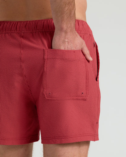 5" Cardinal Seersucker Swim Trunks