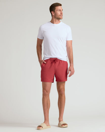 5" Cardinal Seersucker Swim Trunks