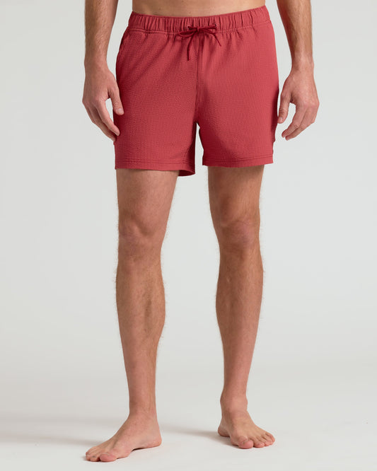 5" Cardinal Seersucker Swim Trunks