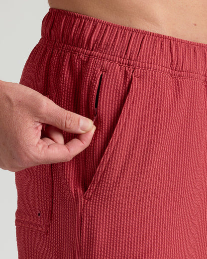 5" Cardinal Seersucker Swim Trunks