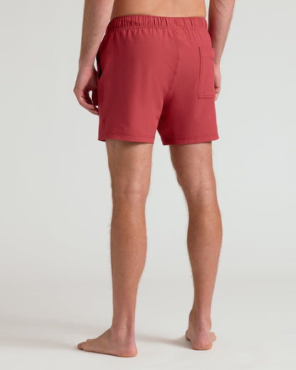 5" Cardinal Seersucker Swim Trunks